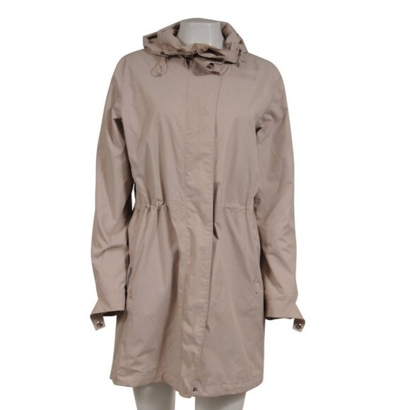Geox Womens Rainproof Parka US 10 Beige Nylon Windproof Waterproof Ski Jacket